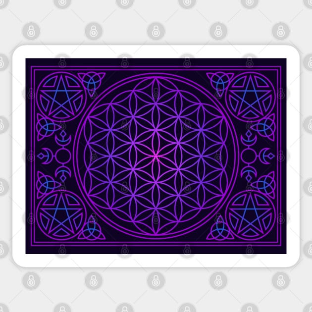 Flower of life Pink Purple and Blue Sticker by RavenWake